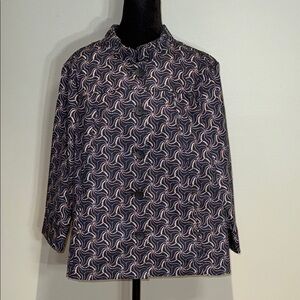 CJ Banks Navy and White Patterned Blazer